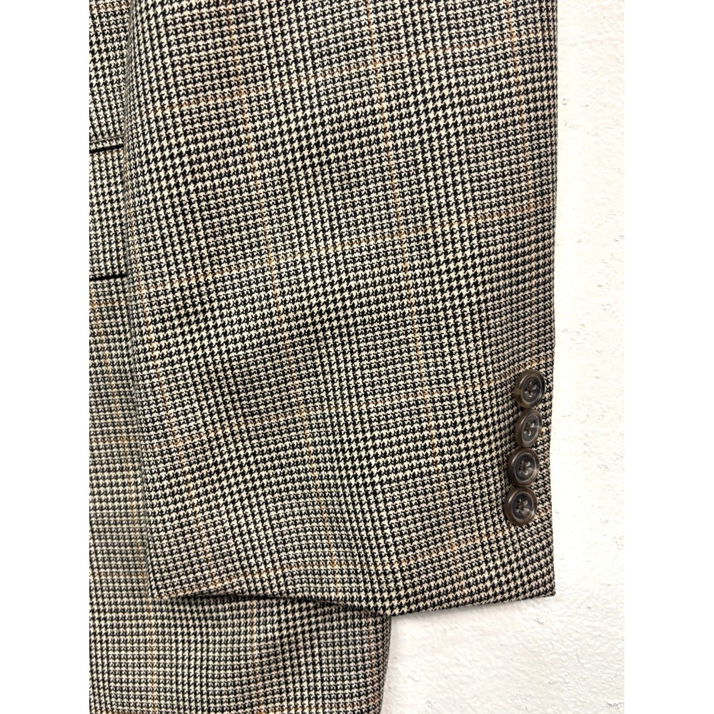 Hickey Freeman 48L Beige Houndstooth Windowpane Madison Blazer Jacket Sport Coat - Picture 2 of 11
